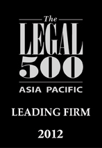 KYL and partner Jon Zinke recommended by 2012 Legal 500 Asia Pacific
